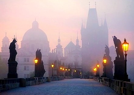 Foggy Night, Prague, Czech Republic
